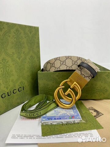 Мужской кожаный ремень Gucci двухсторонний новый