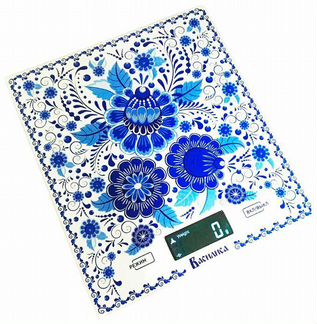 Кухонные весы Василиса Гжель белый с гарантией