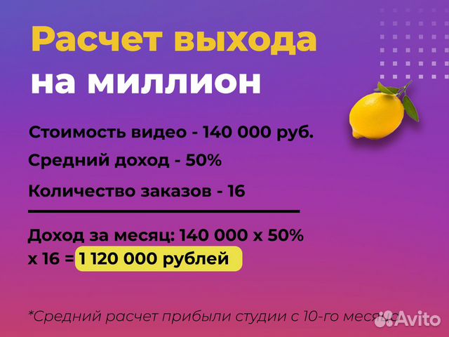 Готовый бизнес видеостудия с доходом 1 миллион