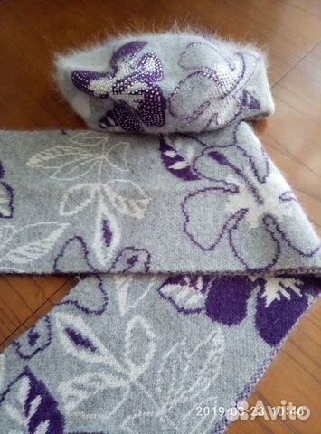 Комплект берет с шарфом из ангорки