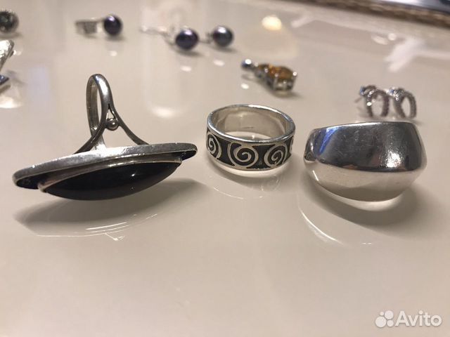 Серебряное кольцо серьги