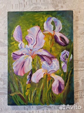 Картина маслом на холсте Ирисы