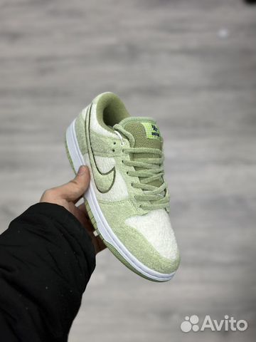 Кроссовки Nike Dunk Fleece салатовые женские