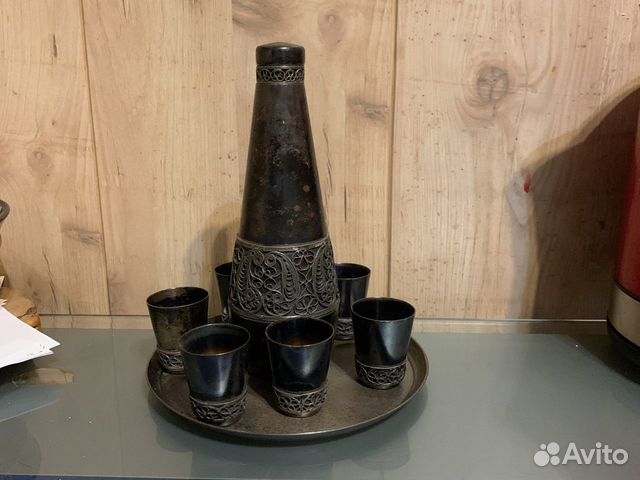 Штоф и 6 стопок Мельхиор СССР