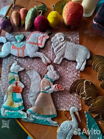 Елочные игрушки СССР картонаж, вата 1930-1940г
