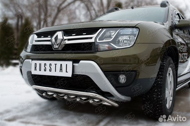 Renault Duster 2015 Защита переднего бампера+зубы
