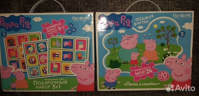 Фигурный пазл и Набор настольных игр Свинка Пеппа