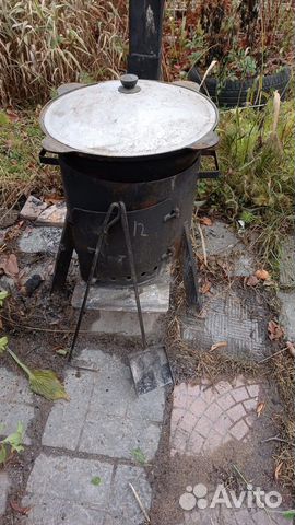 Дровяная печь с казаном