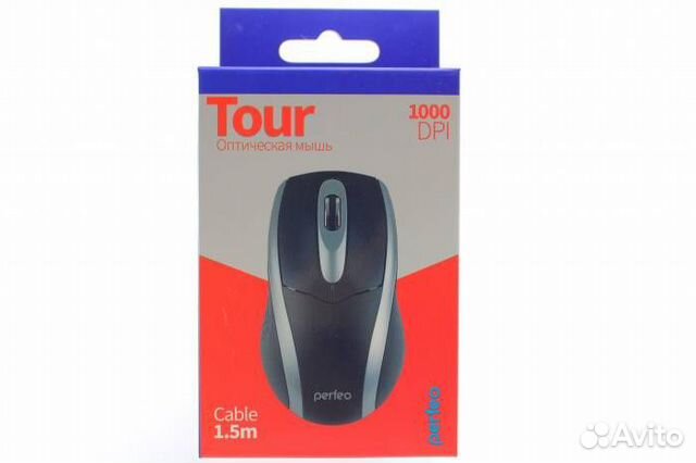 Мышь проводная Perfeo Tour 3 кн. USB, черно-серая