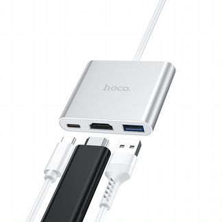 Type-C хаб Hoco HB14 Easy USB-C на USB3.0+hdmi+PD