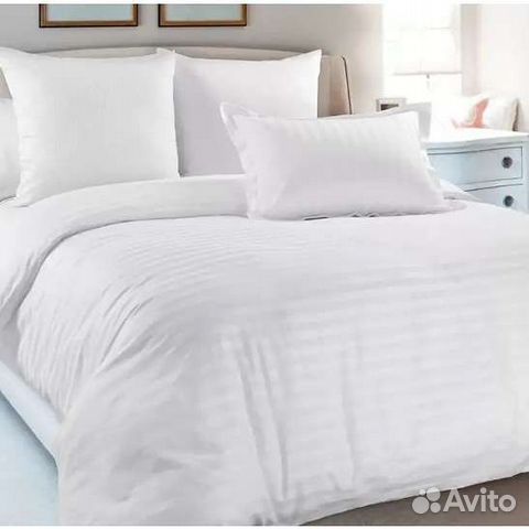 Постельное белье из белого страйп-сатина 1*1