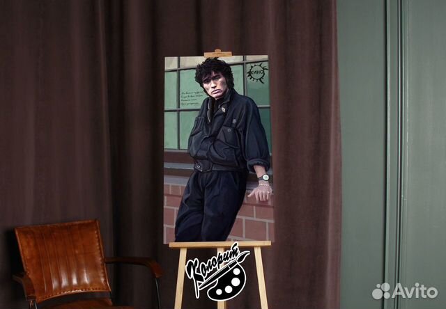 Портрет на холсте Виктор Цой 50х90см