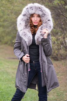 Парка куртка с мехом рыси