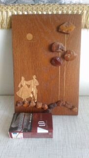 Картина, дерево, камень янтарь