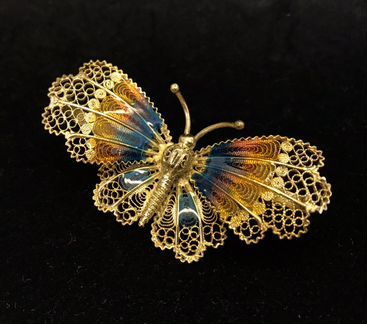 Винтажная брошка Бабочка Филигрань