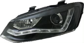 Фары Поло седан, хэтчбэк с 2009 года, черные, линз
