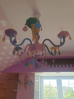 Люстра и 2 светильника принцессы в детскую для дев