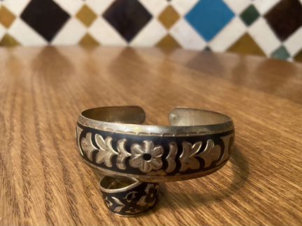 Браслет и кольцо, кубачинское серебро