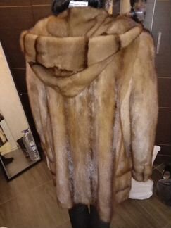 Шуба норковая большая с капюшоном