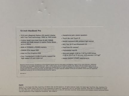 Новый Apple MacBook Pro 13 2019 i5 2.4GHz 256GB