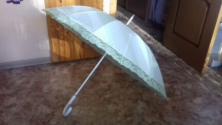 Зонт-трость механический с кружевом