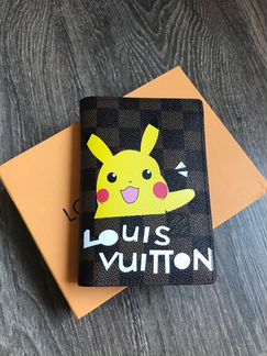 Обложка для паспорта Louis Vuitton кор шашка с жёл