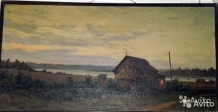 Старая картина жанровая маринистика пейзаж много