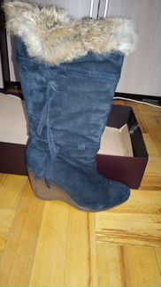 Замшевые зимние сапоги