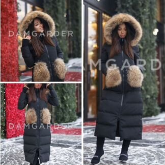 Пуховик зима с натуральным мехом карманы