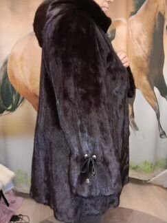 Шуба норковая с капюшоном