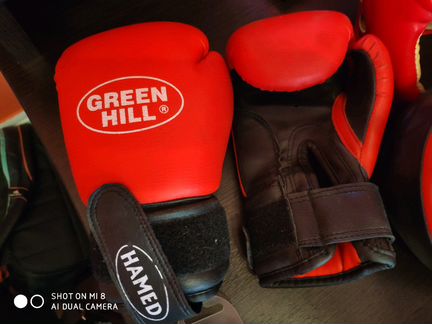 Самбовка бокс шлем перчатки лапы green hill