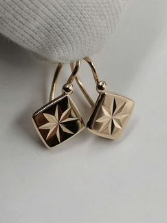 Золотые советские серьги Ромбики