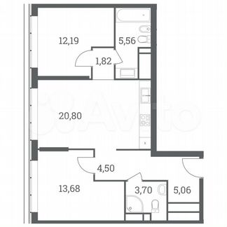 2-к квартира, 67.3 м², 42/51 эт.