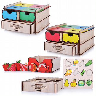 Развивающая игра WoodLand Toys Комодик плоский 