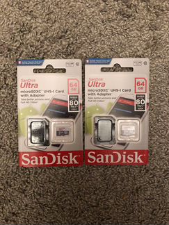 Карта памяти MicroSD san disk ultra 64 gb