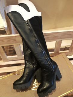 Сапоги ботфорты Ash 39 черные на каблуке