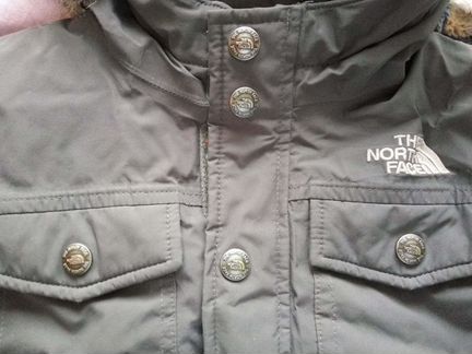 North face натуральный пуховик + шерст. шапка,р.3Т