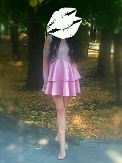 Платье розовое с бежевым