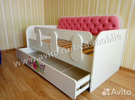 Кровать детская Классик розовый цветок