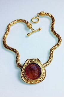 Винтажное колье с инталией intaglio. Италия 1990-е