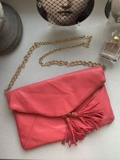 Клатч/мягкая розовая сумка на цепочке