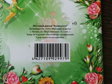Бланк диплом воспитателя