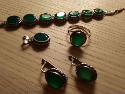 Комплект из серебра с агатом Индия