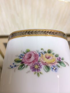 Limoges лимож амфор цветы ручная роспись вазочка с
