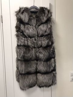 Женская жилетка-шуба из чернобурки S-M