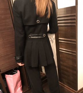 Пальто осень/весна чёрное Warehouse шерстяное 42 р