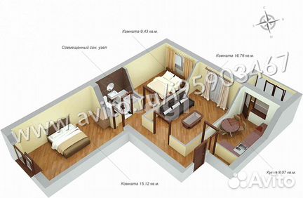 3-к квартира, 66.6 м², 4/5 эт.