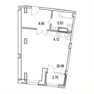 1-к апартаменты, 47.7 м², 4/9 эт.