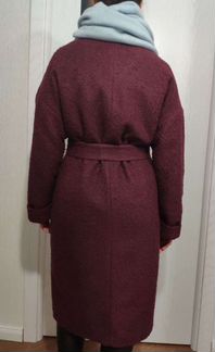 Бордовое шерстяное зимнее пальто L, XL